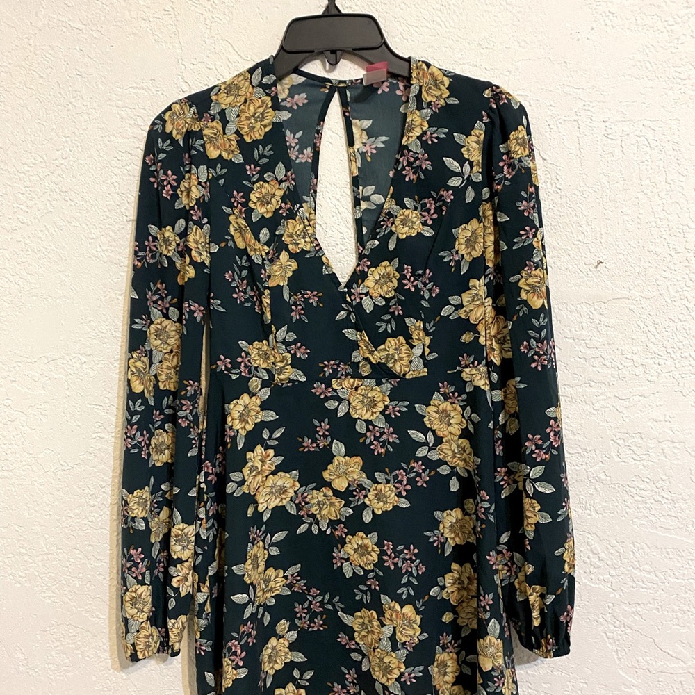 Divinas Mini Boho green flower dress